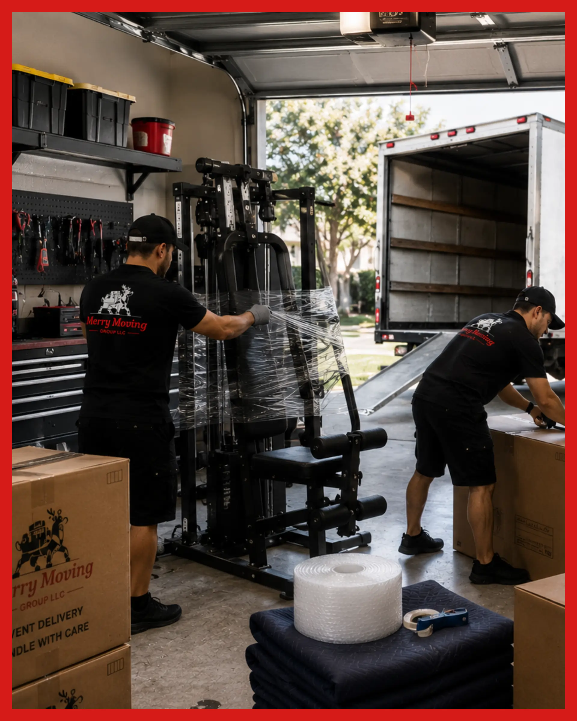 Merry Moving Texas commercial mover preparing office furniture for a business relocation