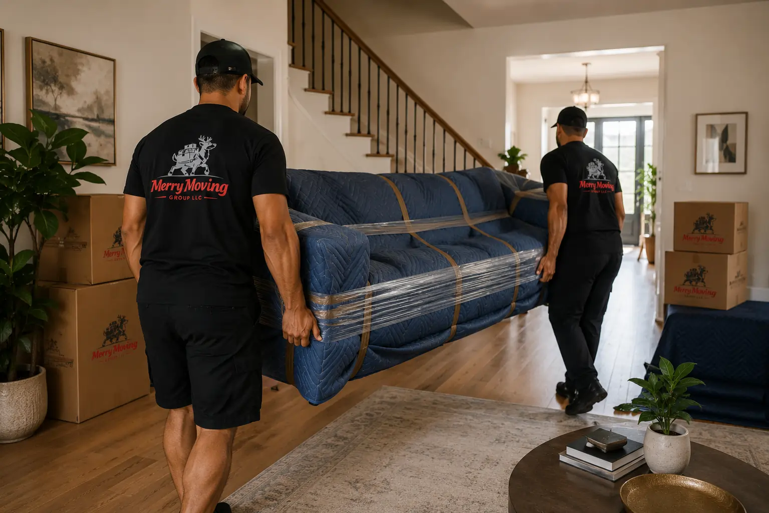 Professional residential movers helping with a home move in North Texas