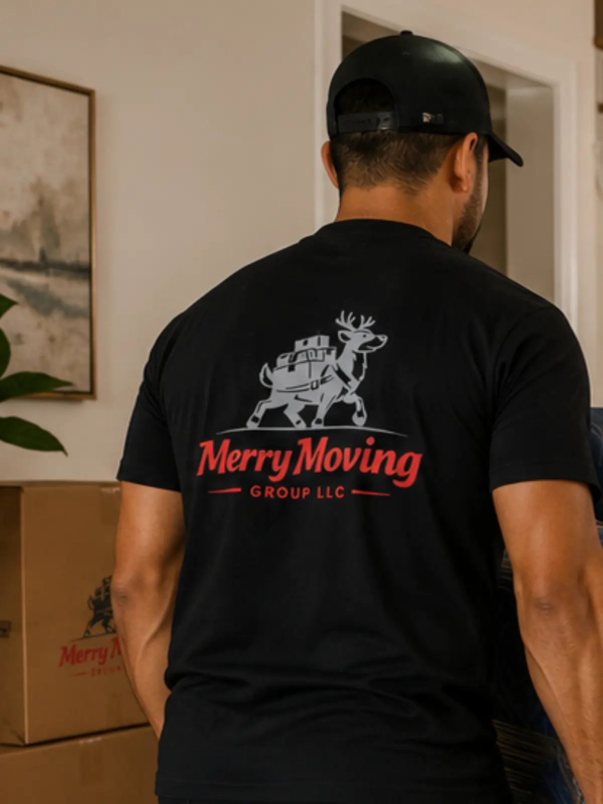 Merry Moving team carefully wrapping furniture